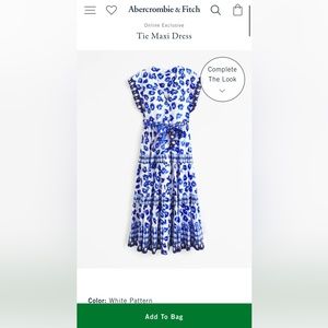 Abercrombie & Fitch Tie Maxi Dress - White & Blue Pattern - Medium